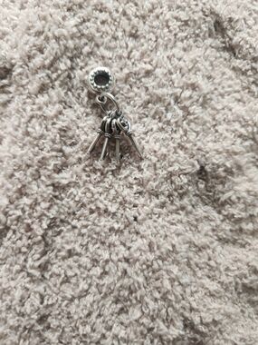 Sterling Silver Key Cluster Dangle Charm  and Love Heart - Silver